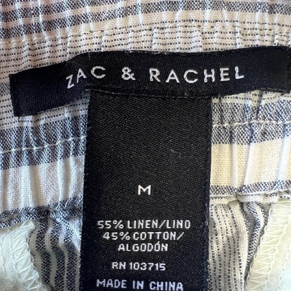 Zac & RACHEL STRIPED SMOCKED DRAWSTRING WAIST WIDE LEG PANT BLUE MULTI MEDIUM - Picture 10 of 13